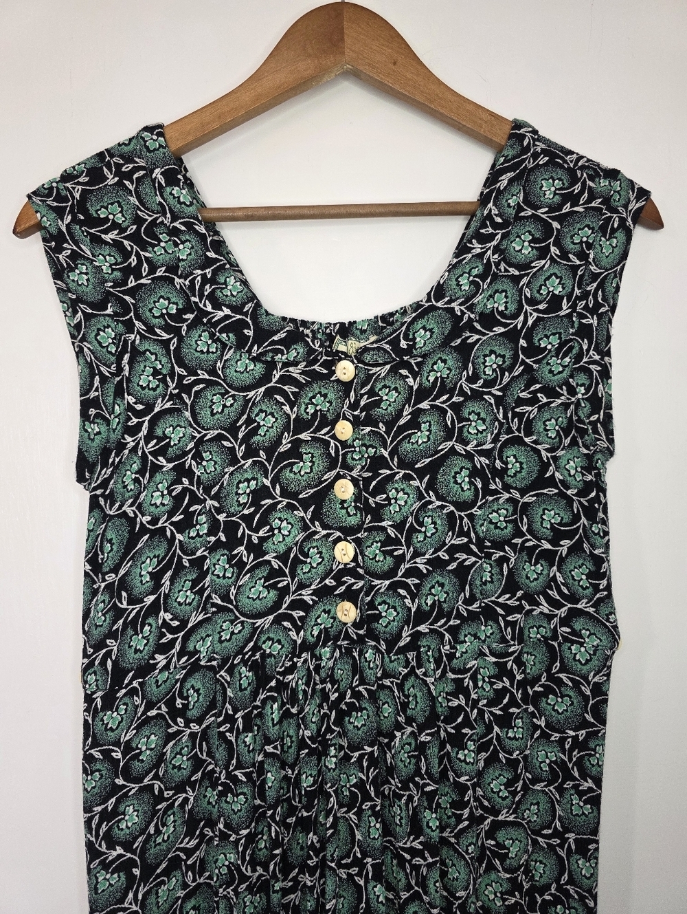 Vintage Pudding Shop by April Cornell Midi-Dress – Size 2 – Black, Green, White - Picture 2 of 6